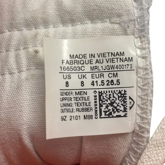 Converse High Top Sneakers Off-White with Black Script and Orange Accents - Picture 8 of 10